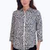 Women Foxcroft Tops | Charlie No Iron Leopard Print Shirt Black/Birch Mini Leopard