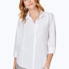 Women Foxcroft Tops | Piping Detail Stretch Non-Iron Shirt White