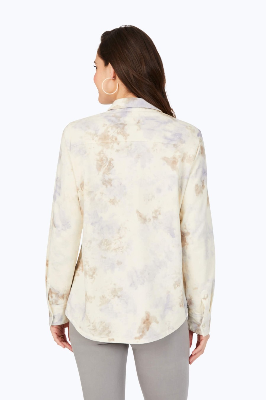 Women Foxcroft Tops | Zoey Vegetable Tie-Dye Shirt Ivory Multi Tie Dye