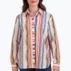 Women Foxcroft Tops | Boyfriend No Iron Watercolor Stripe Tunic Multi Watercolor Stripe