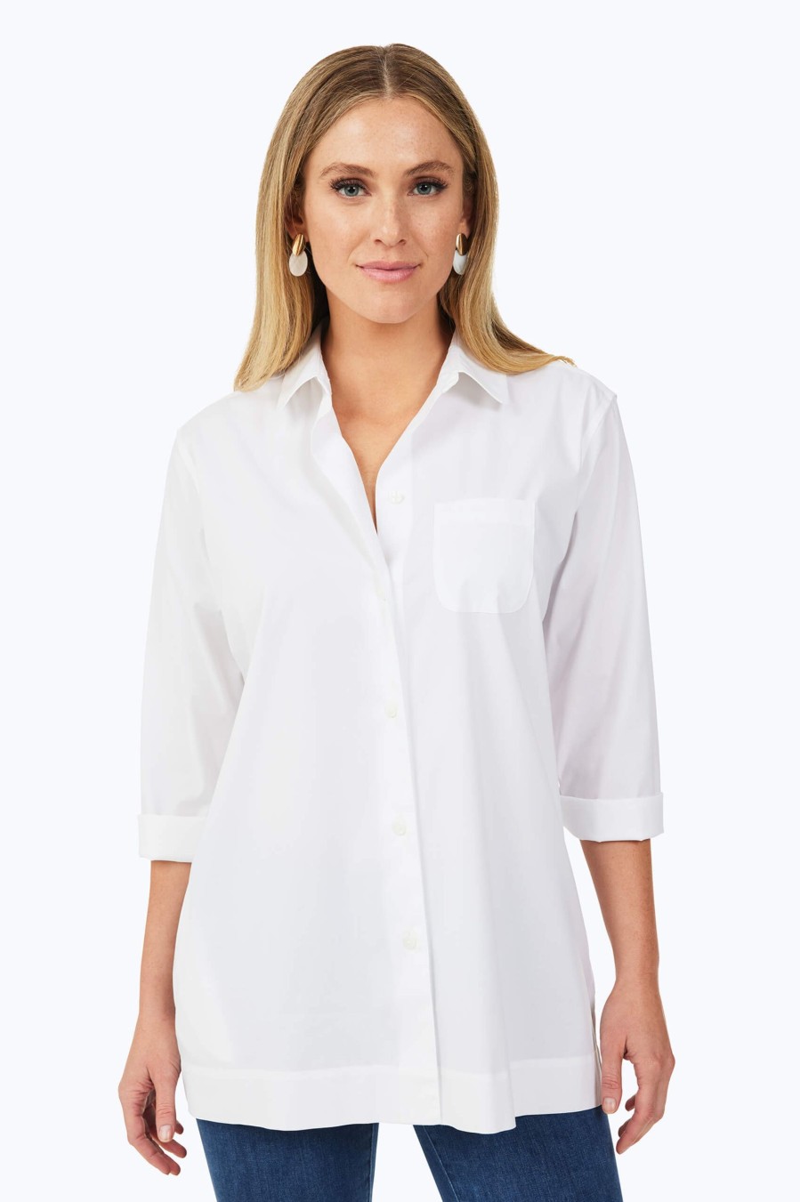 Women Foxcroft Tops | Anna Stretch Non-Iron Tunic White