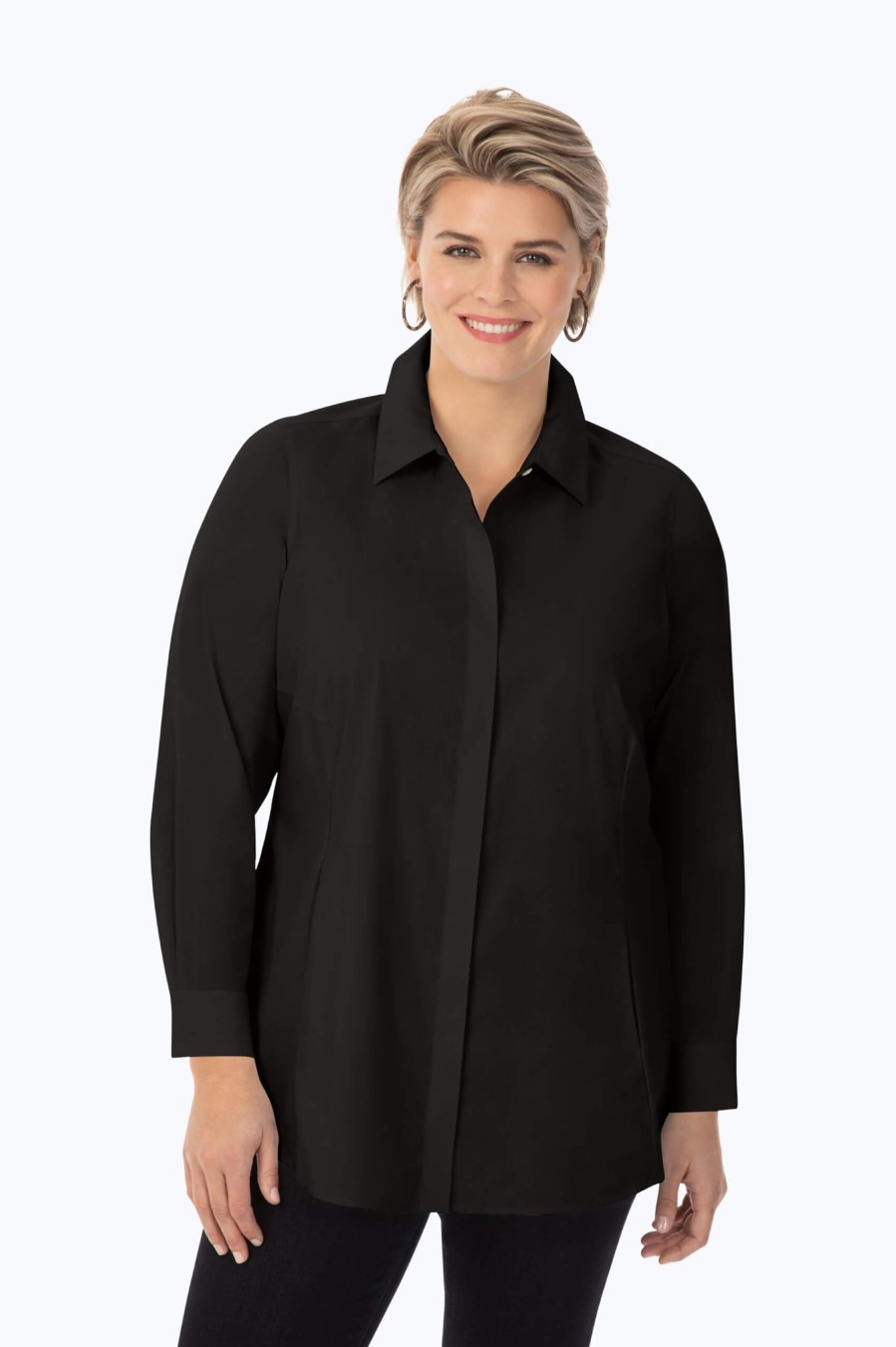 Women Foxcroft Tops | Cici Plus Essential Stretch Non-Iron Tunic