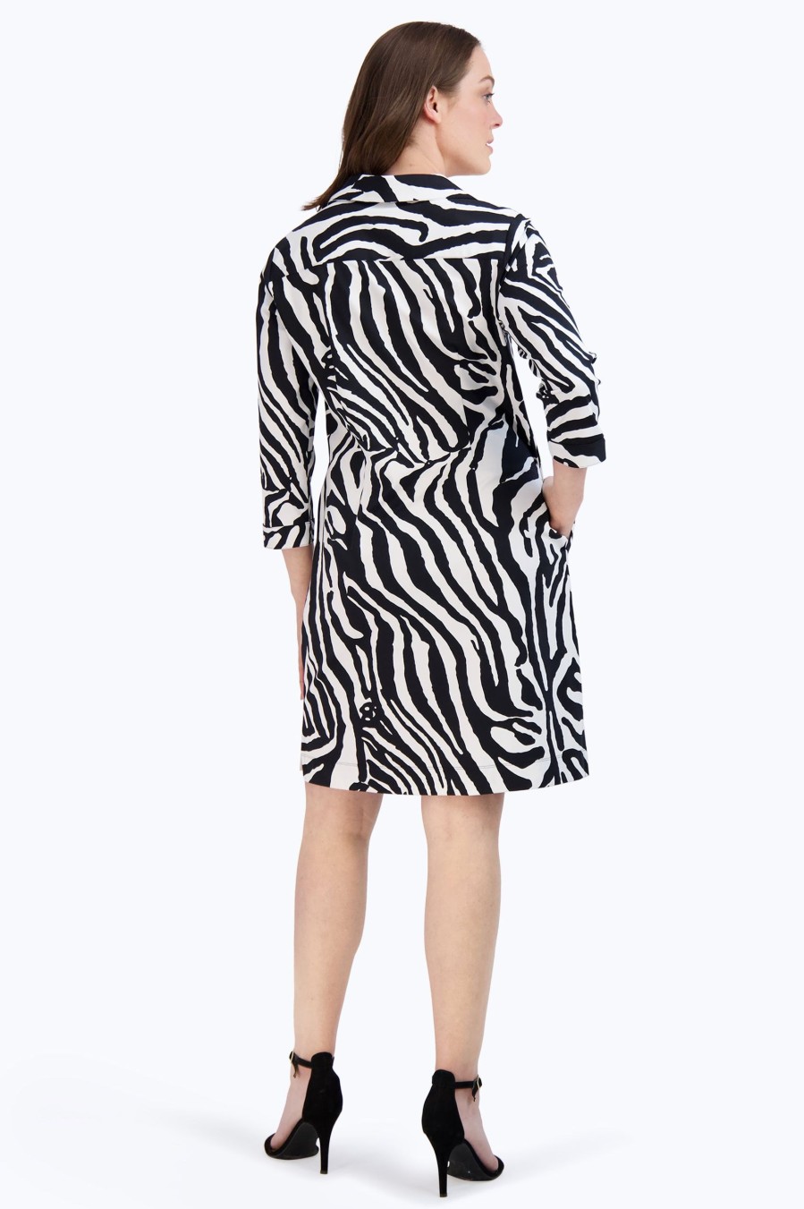 Women Foxcroft Dresses | Angel Zebra Jersey Dress Black Zebra