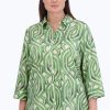 Women Foxcroft Tops | Hampton Plus No Iron Watercolor Braid Shirt Green Watercolor Braid