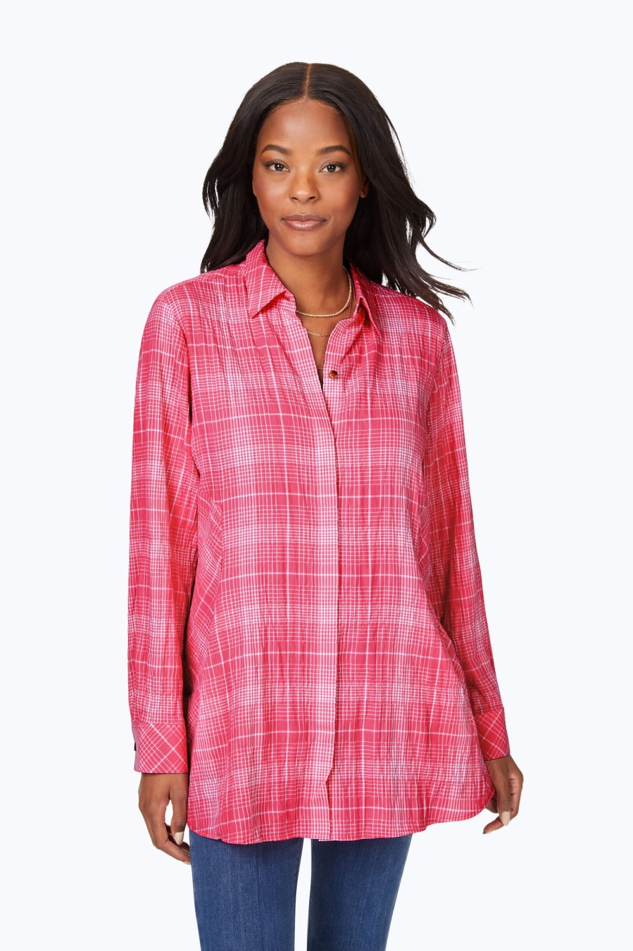 Women Foxcroft Tops | Cici Plaid Perfection Tunic