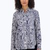 Women Foxcroft Tops | Meghan No Iron Navy Paisley Shirt Navy/White Paisley