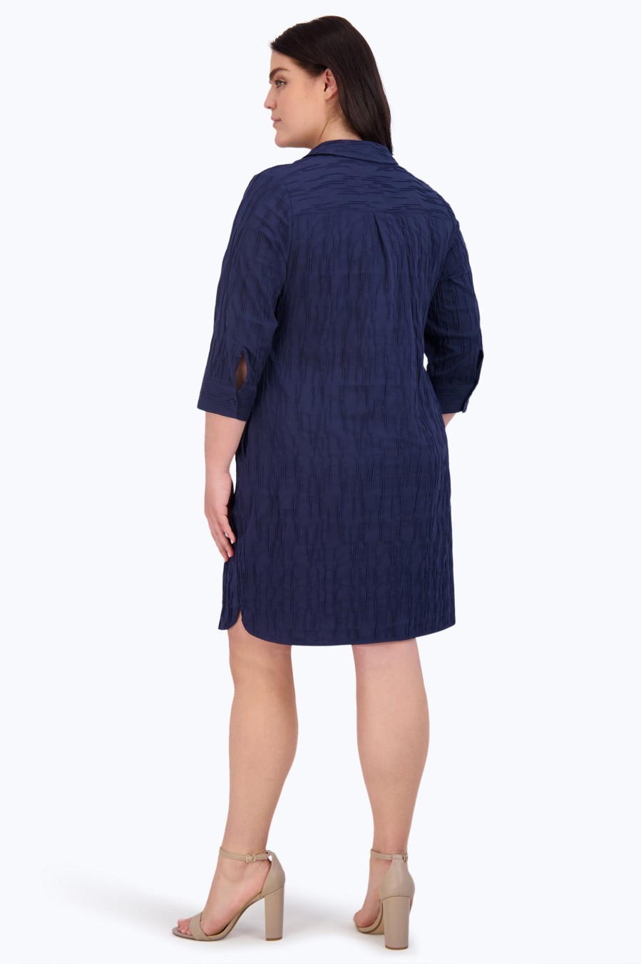 Women Foxcroft Dresses | Sloane Plus Solid Crinkle Dress