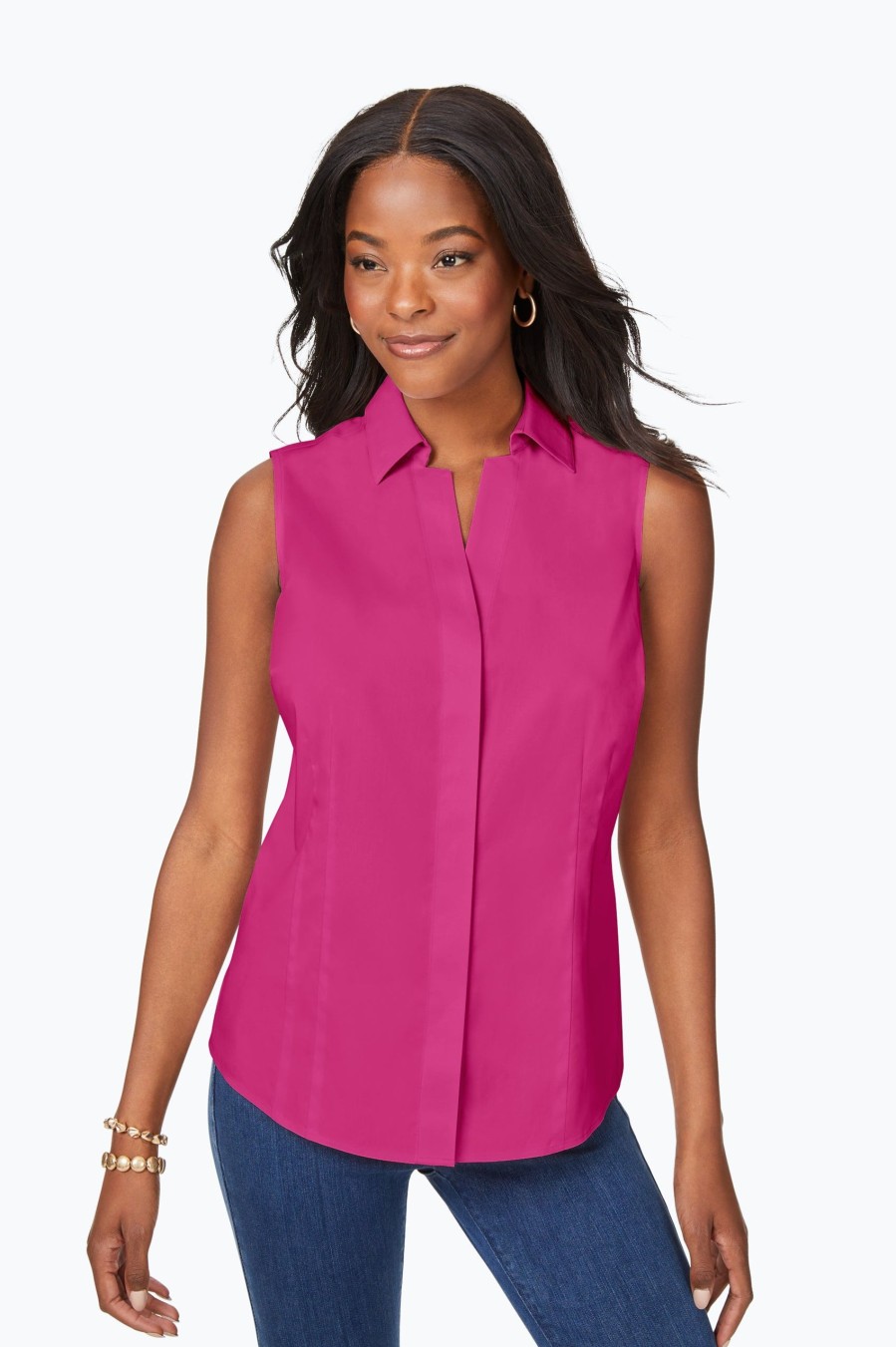 Women Foxcroft Tops | Taylor Non-Iron Stretch Sleeveless Shirt