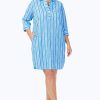 Women Foxcroft Dresses | Sloane Plus Beach Stripe Crinkle Dress