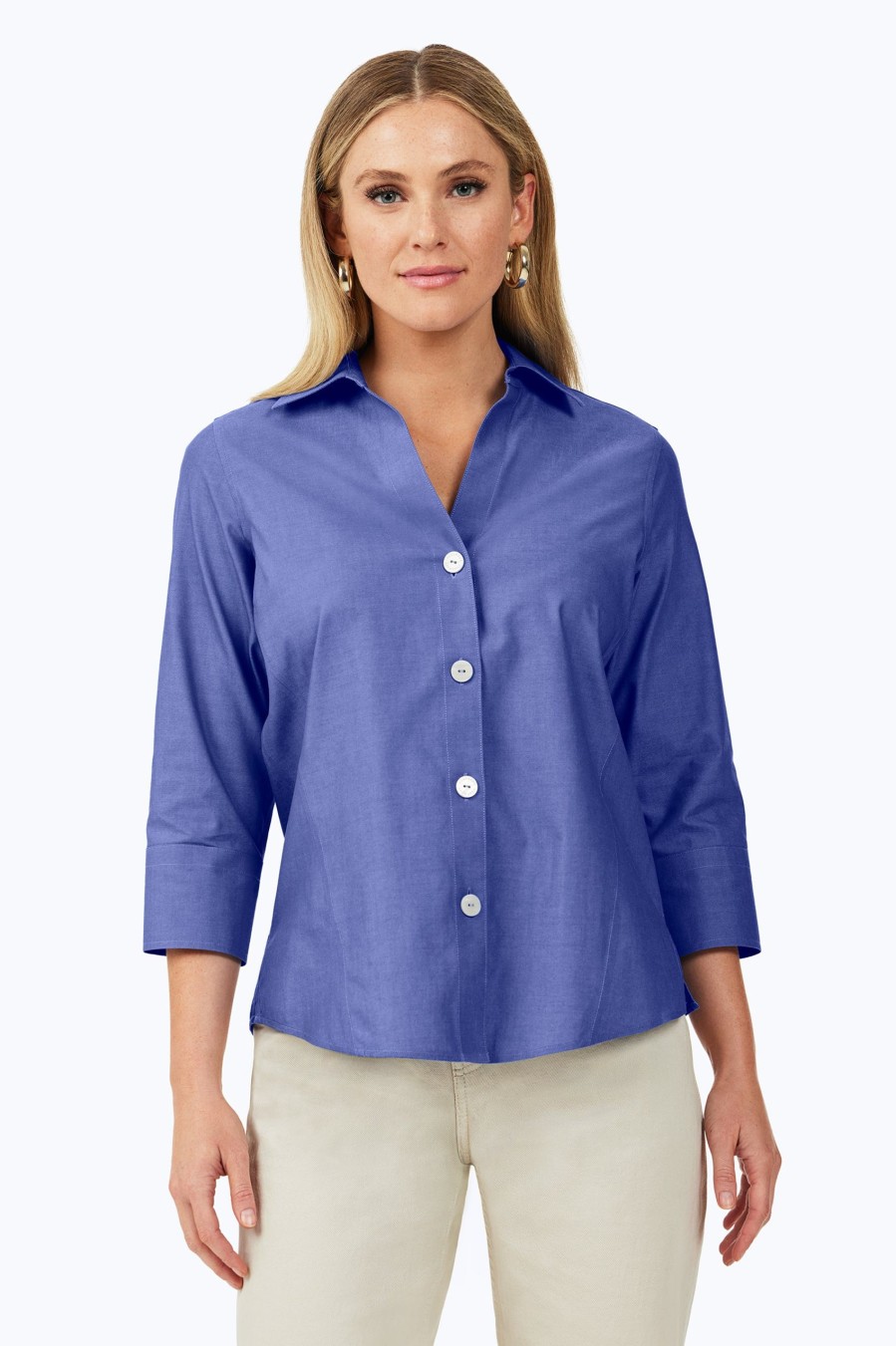 Women Foxcroft Tops | Paityn Essential Pinpoint Non-Iron Shirt