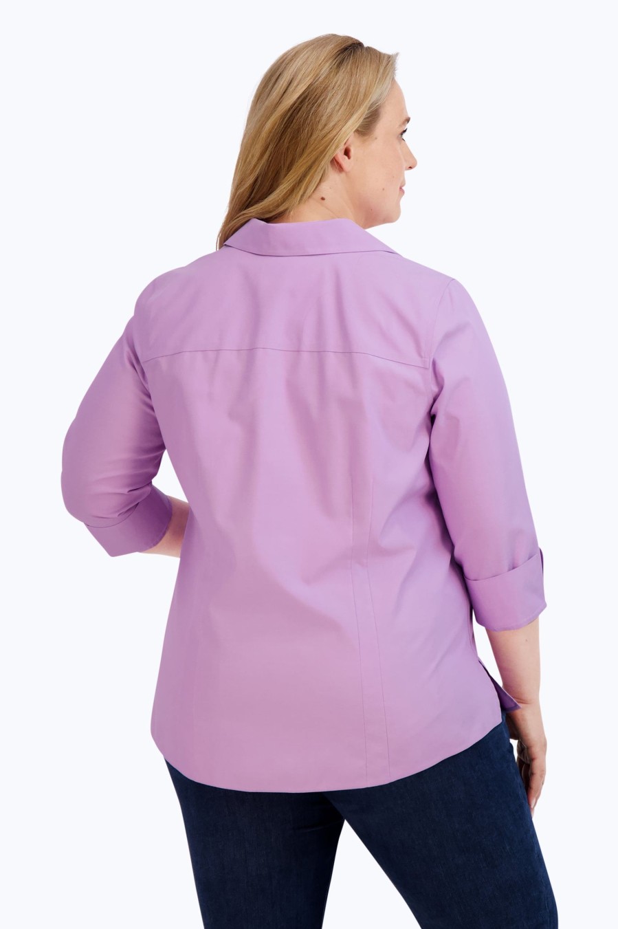 Women Foxcroft Tops | Taylor Plus Essential Pinpoint Non-Iron Shirt