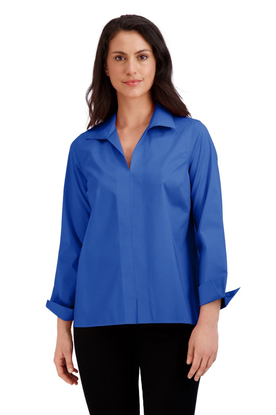 Women Foxcroft Tops | Agnes Stretch No Iron Popover Shirt