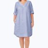 Women Foxcroft Dresses | Harmony Plus Easy Care Linen Dress