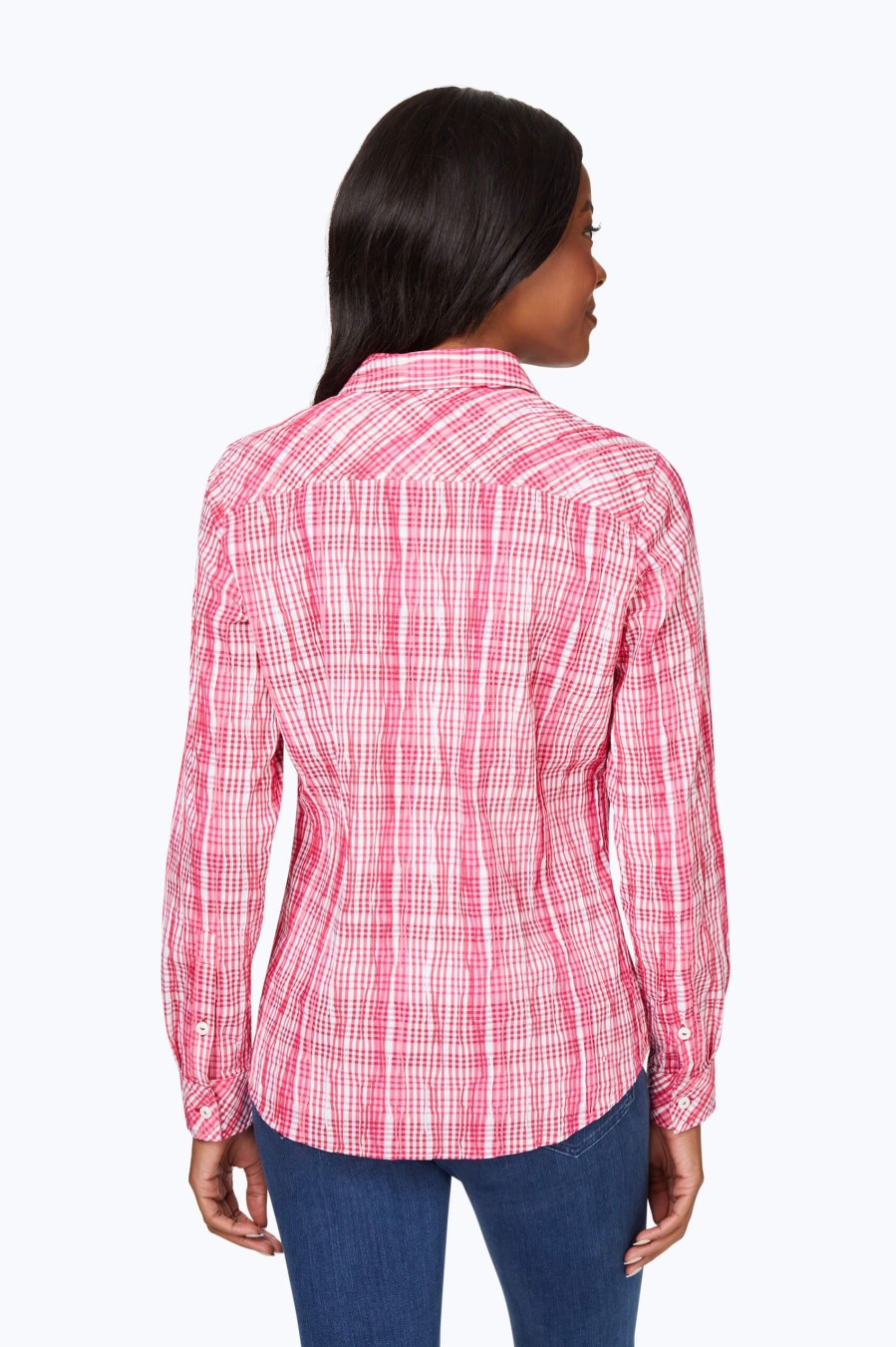 Women Foxcroft Tops | Hampton Purely Plaid Crinkle Shirt