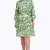 Women Foxcroft Dresses | Fiona Plus No Iron Watercolor Braid Dress Green Watercolor Braid