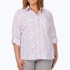 Women Foxcroft Tops | Cole Plus Non-Iron Highlights Shirt Blue Multi Highlights