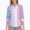 Women Foxcroft Tops | Taylor Pinpoint No Iron Ombre Stripe Shirt Ombre Multi Pinpoint Stripe