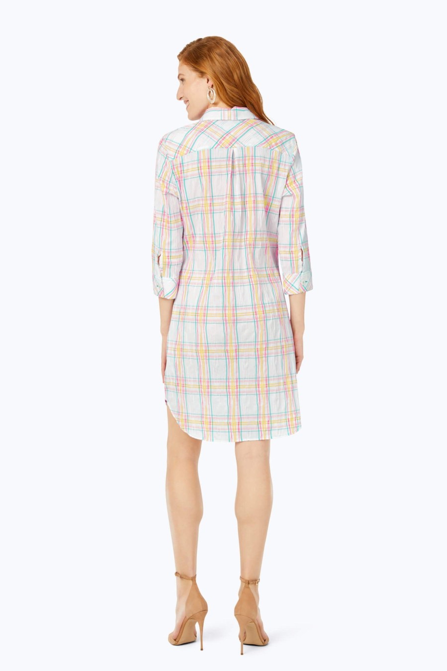 Women Foxcroft Dresses | Crinkle Airy Plaid Dress