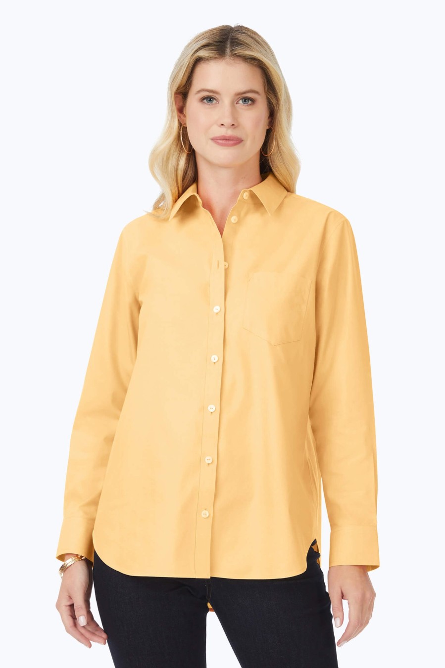 Women Foxcroft Tops | Boyfriend Pinpoint Non-Iron Tunic