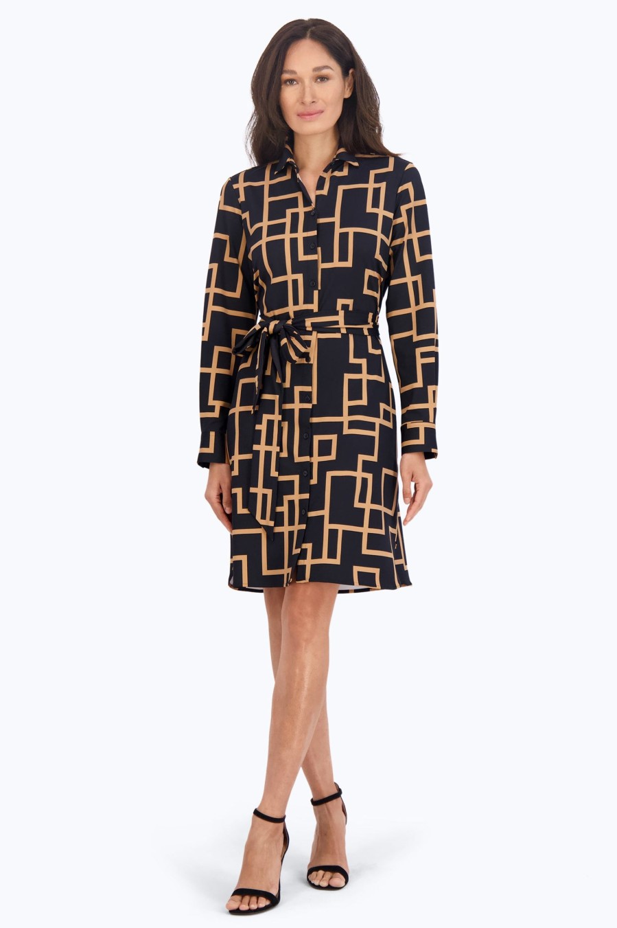 Women Foxcroft Dresses | Rocca Maze Jersey Dress Black Maze Print