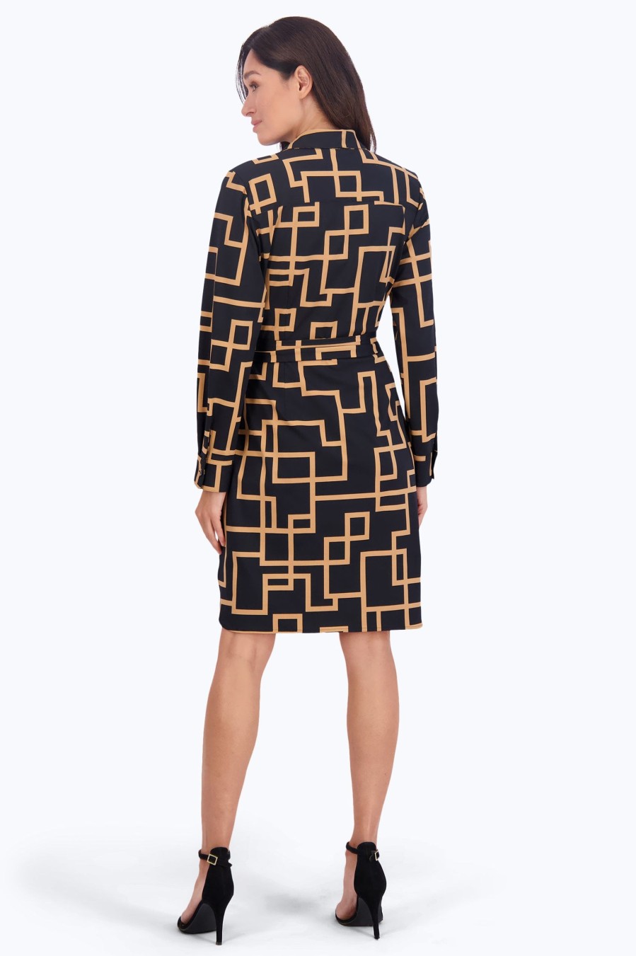 Women Foxcroft Dresses | Rocca Maze Jersey Dress Black Maze Print