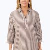 Women Foxcroft Tops | Sophia Stretch No Iron Stripe Popover Shirt