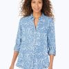 Women Foxcroft Tops | Wistful Branches Tencel® Shirt Bluewash Branches Tencel