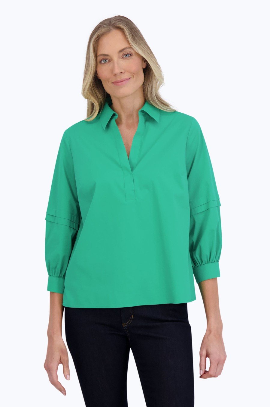 Women Foxcroft Tops | Frankie Stretch No Iron Popover