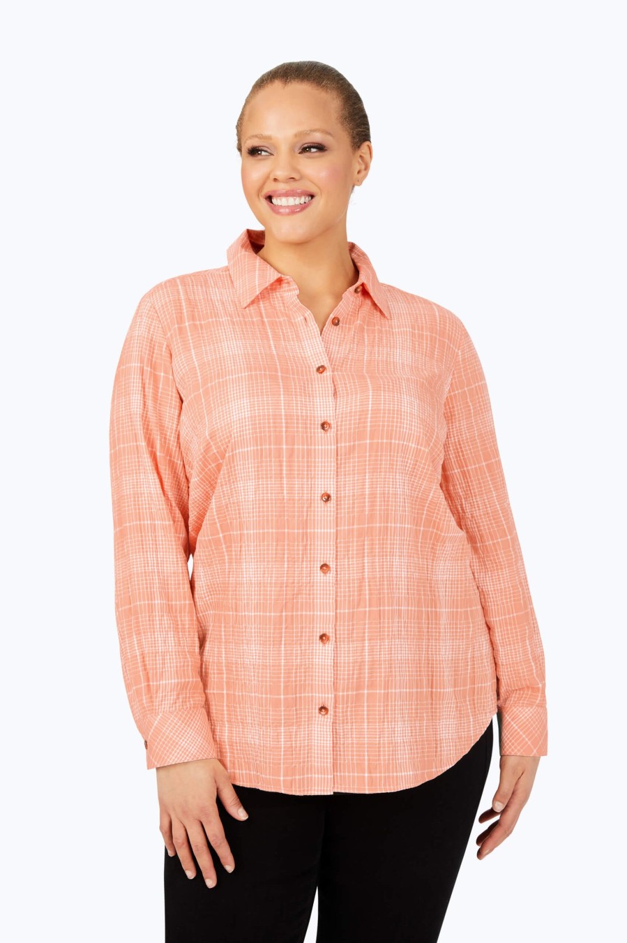 Women Foxcroft Tops | Rhea Plus Plaid Perfection Shirt