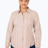 Women Foxcroft Tops | Ava Plus Stretch Non-Iron Stripe Shirt