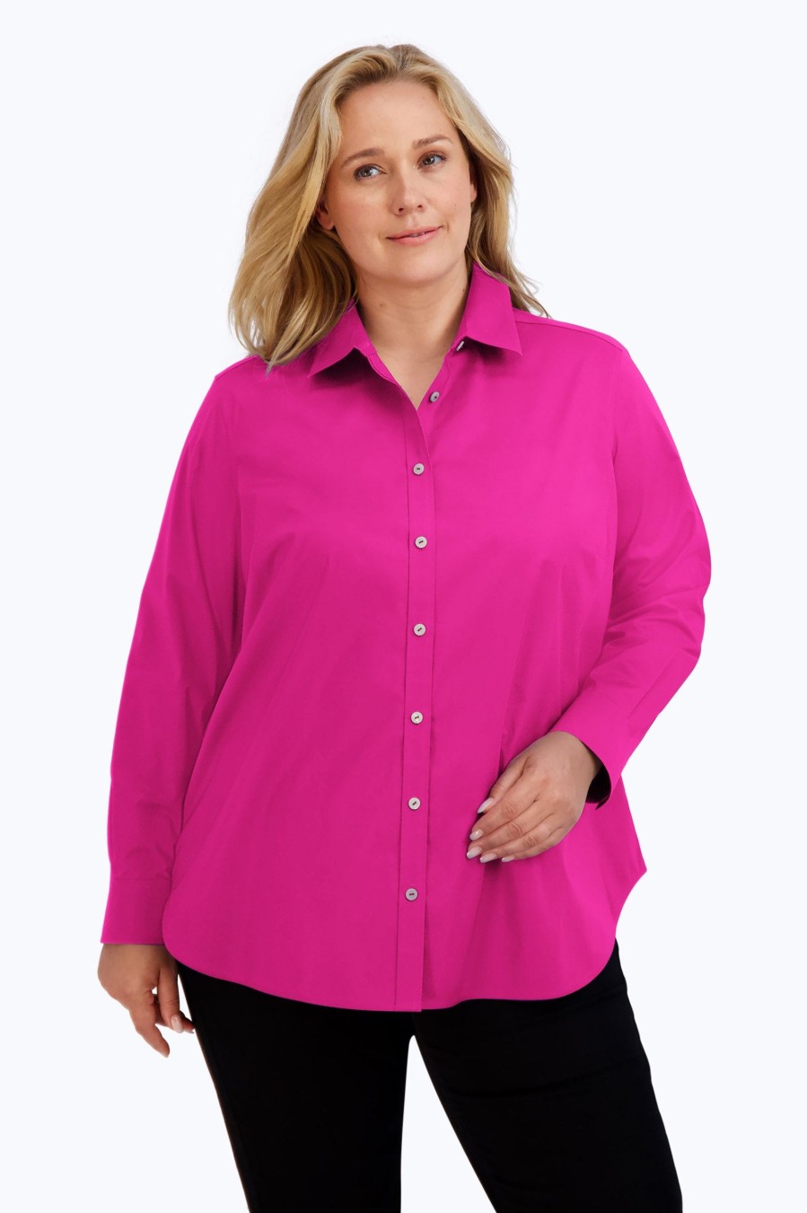 Women Foxcroft Tops | Boyfriend Essential Plus Stretch No Iron Tunic