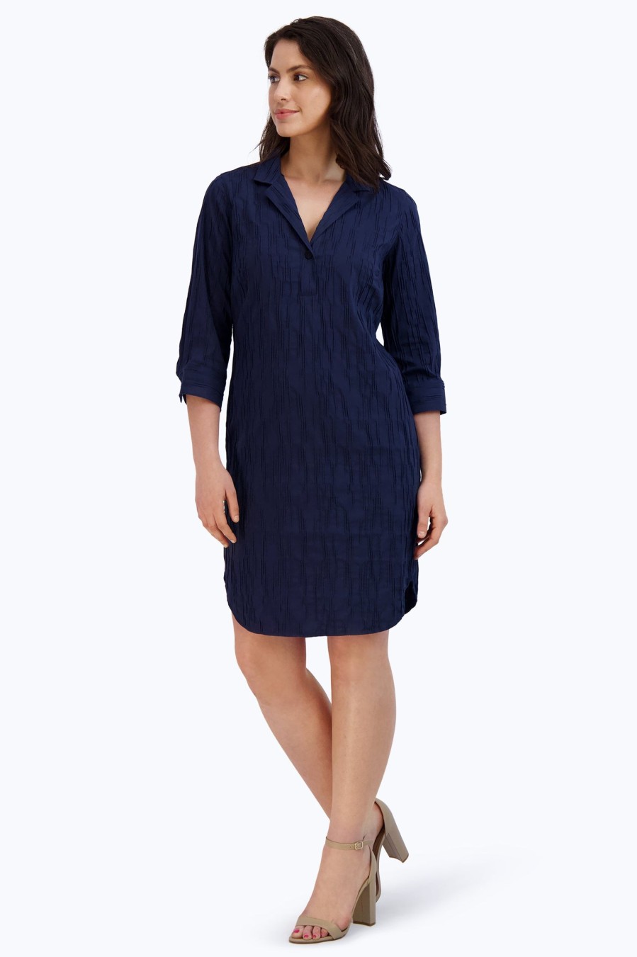 Women Foxcroft Dresses | Sloane Solid Crinkle Dress