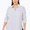 Women Foxcroft Tops | Germaine Plus Soft Stripe Tunic Multi Soft Stripe