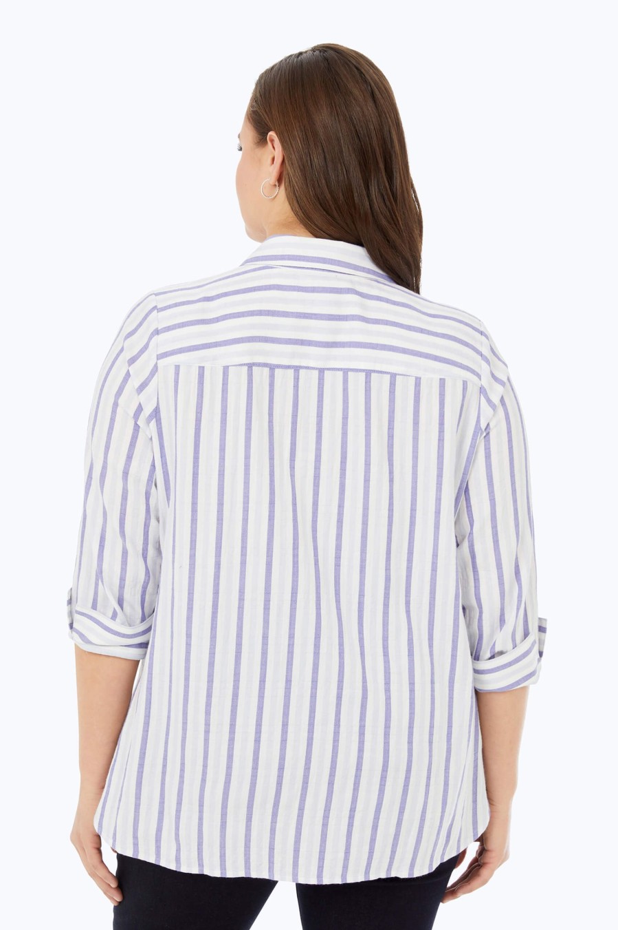 Women Foxcroft Tops | Germaine Plus Soft Stripe Tunic Multi Soft Stripe