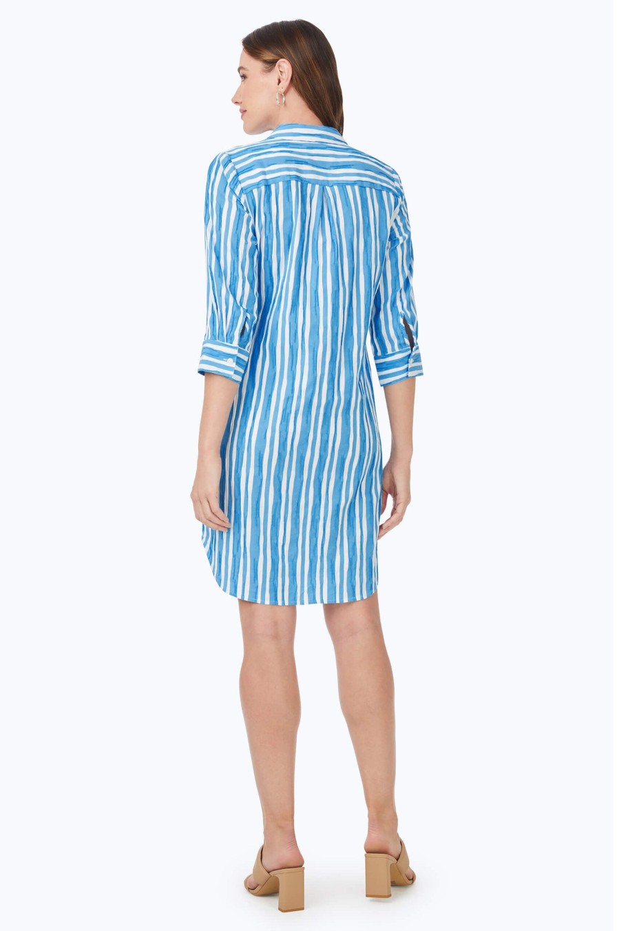 Women Foxcroft Dresses | Sloane Beach Stripe Crinkle Dress