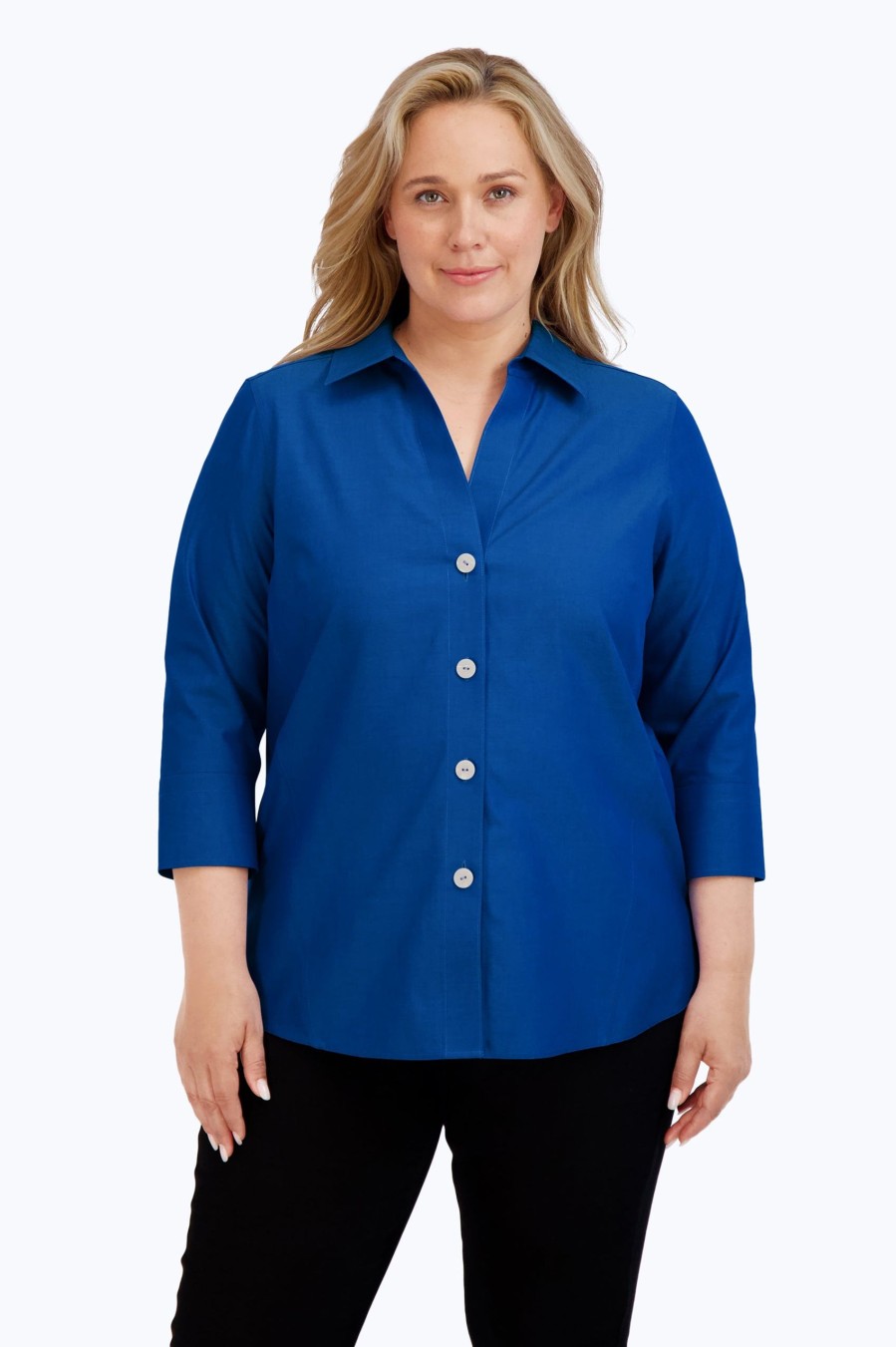 Women Foxcroft Tops | Paityn Plus Essential Pinpoint Non-Iron Shirt