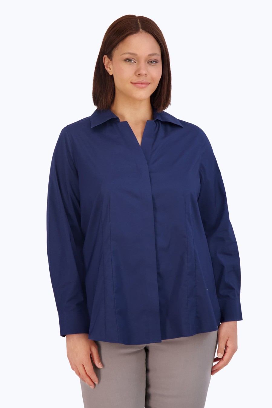 Women Foxcroft Tops | Taylor Plus Essential Stretch No Iron Shirt