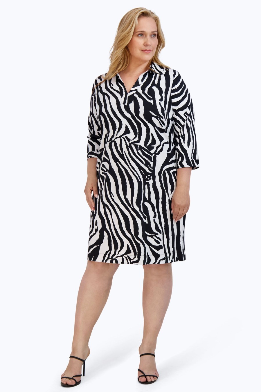 Women Foxcroft Dresses | Angel Plus Zebra Jersey Dress Black Zebra