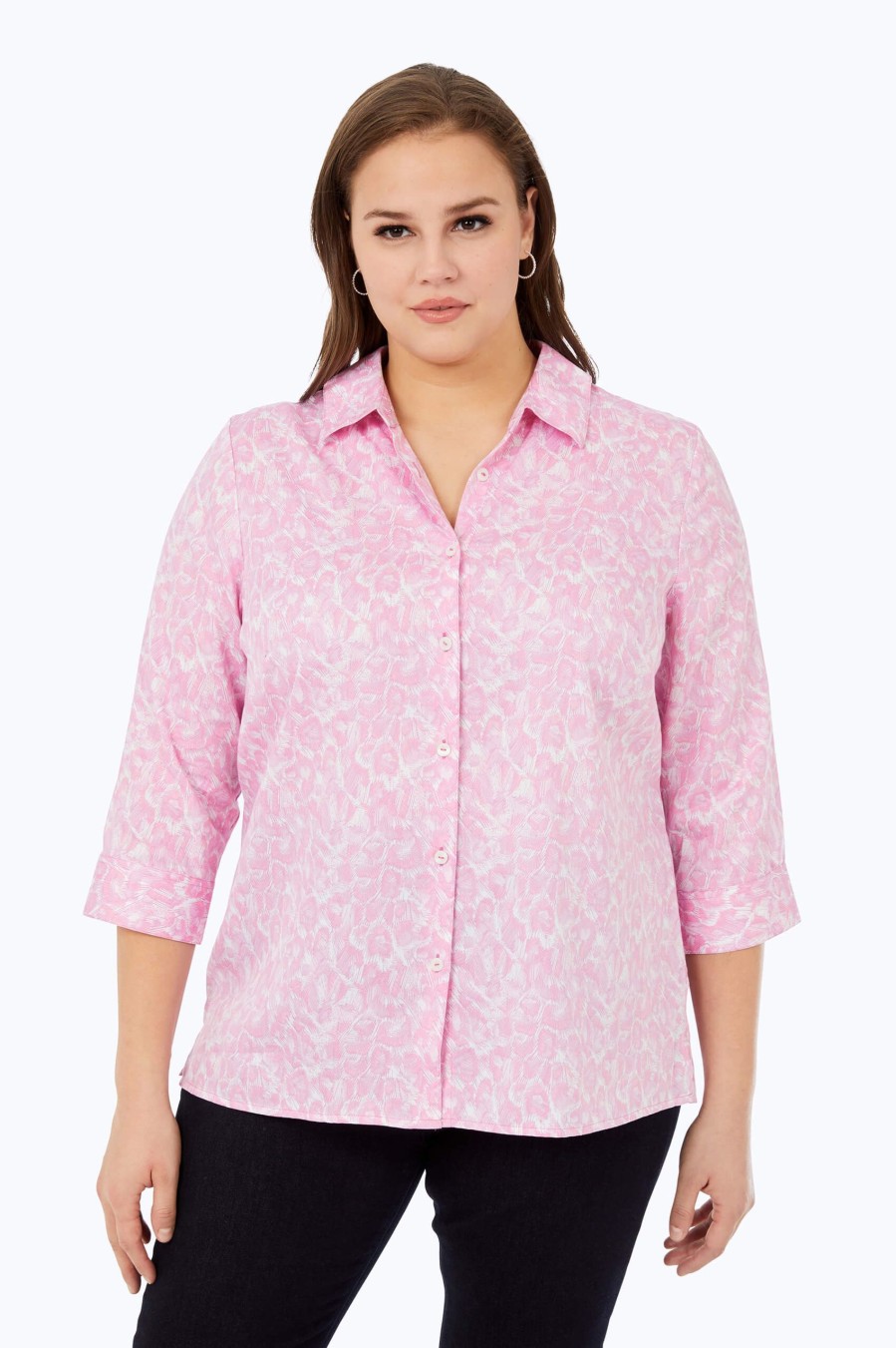 Women Foxcroft Tops | Lucie Plus Non-Iron Shirt Pink Panther