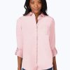 Women Foxcroft Tops | Charlie Pinpoint Non-Iron Roll Tab Shirt