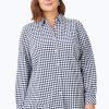 Women Foxcroft Tops | Harris Plus Stretchy Check Shirt Navy Multi Stretchy Check