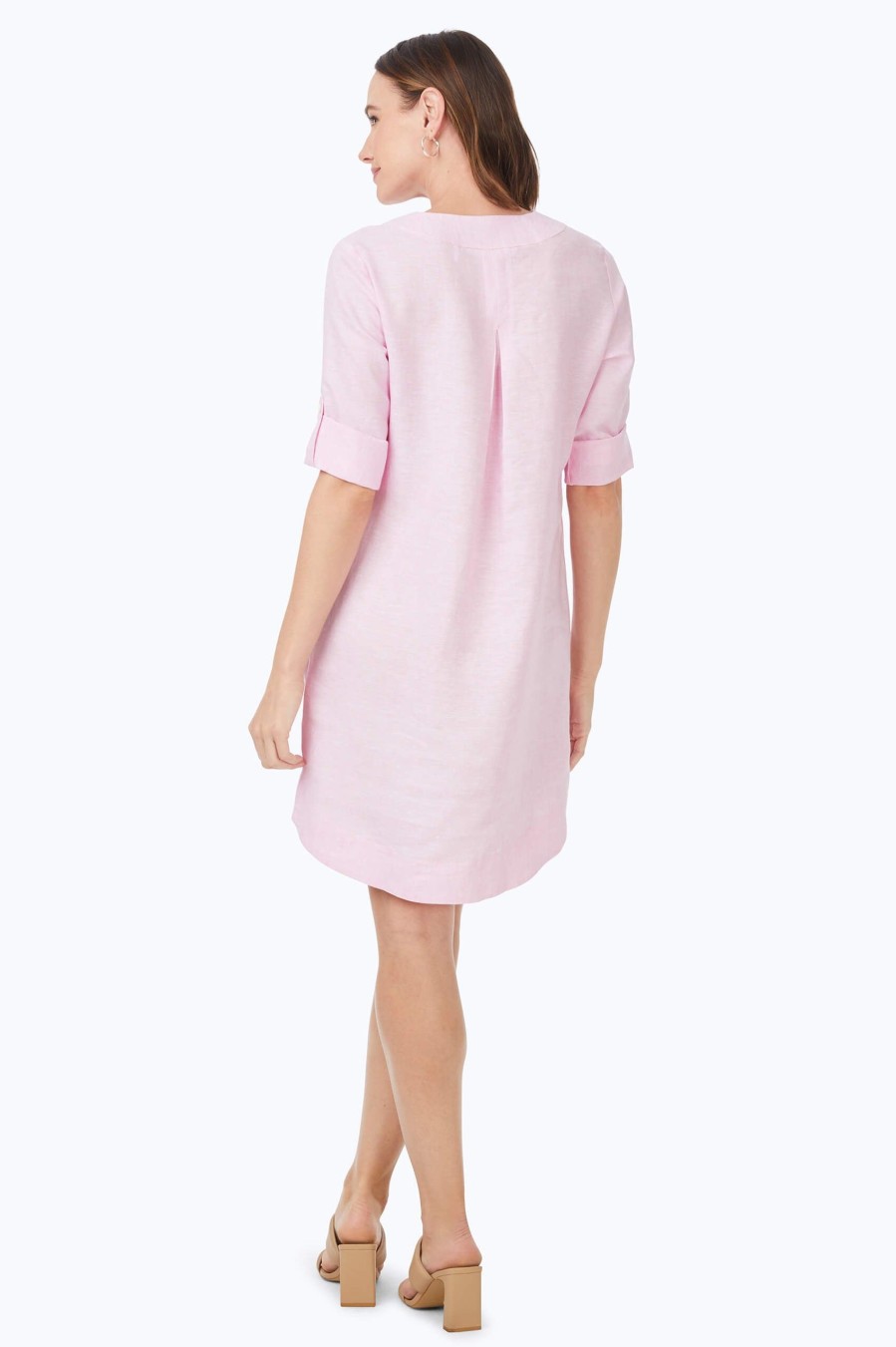 Women Foxcroft Dresses | Harmony Easy Care Linen Dress