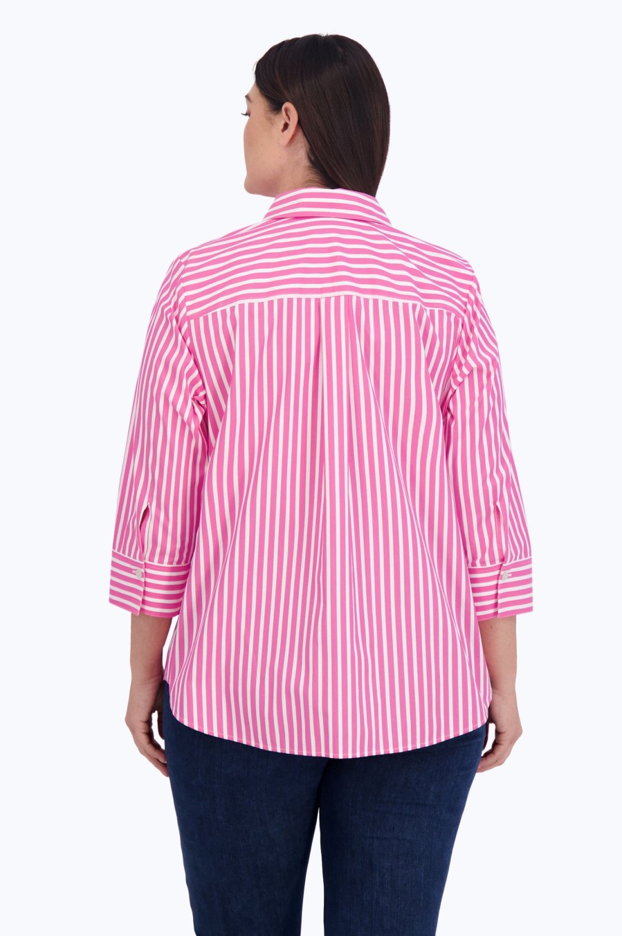 Women Foxcroft Tops | Charlie Plus Stretch No Iron Stripe Shirt