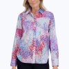 Women Foxcroft Tops | Meghan Easy Care Linen Speckle Shirt Multicolor Speckle Linen