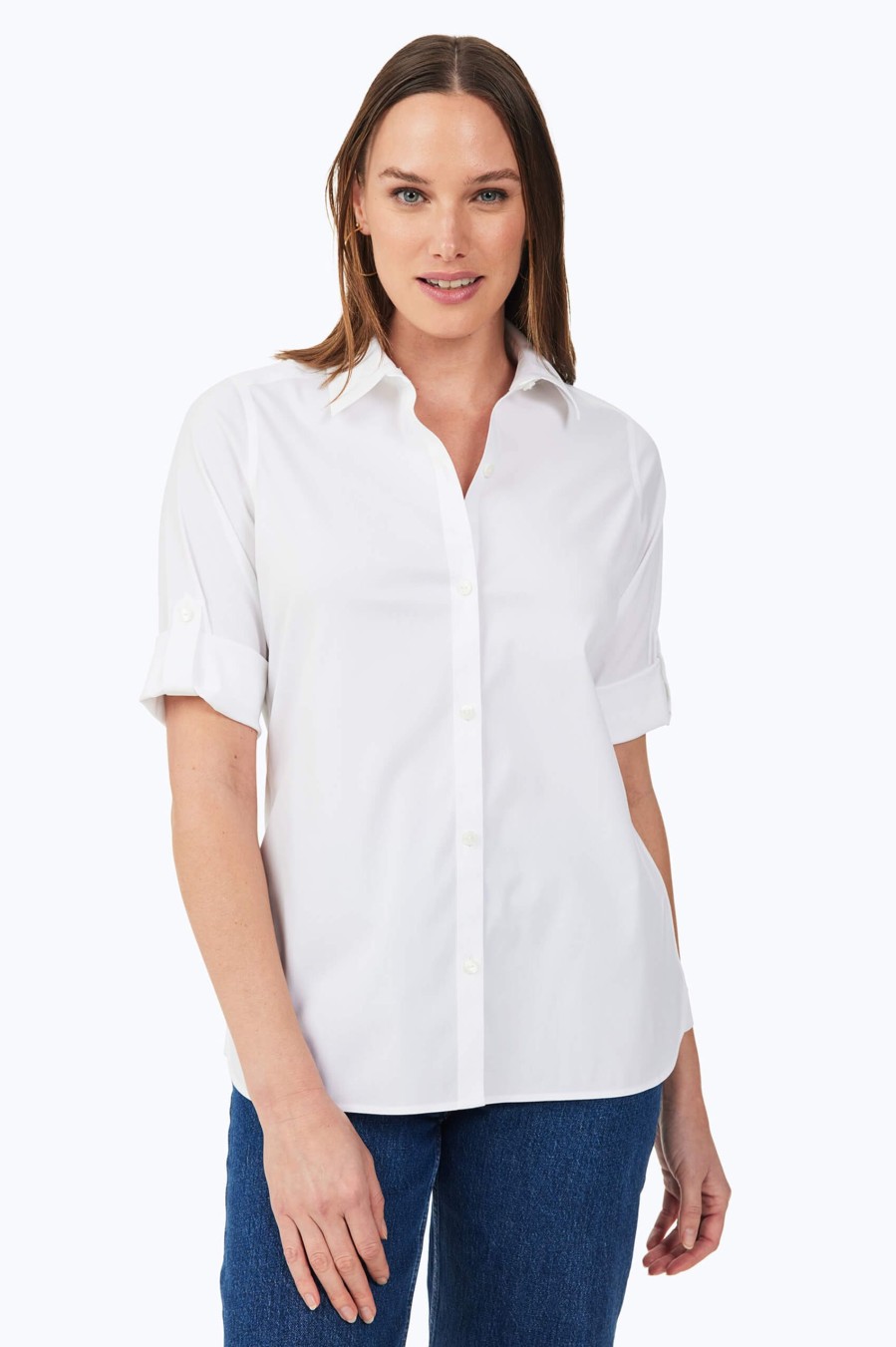 Women Foxcroft Tops | Tamara Stretch Non-Iron Shirt White