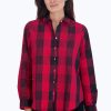 Women Foxcroft Tops | Charlie No Iron Buffalo Plaid Shirt Red/Black Buffalo Plaid