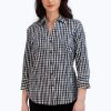 Women Foxcroft Tops | Mary Crinkle Gingham Combo Shirt