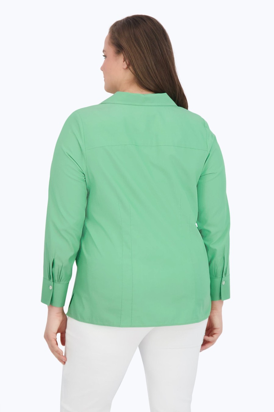 Women Foxcroft Tops | Katie Plus Pinpoint No Iron Shirt