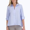 Women Foxcroft Tops | Agnes Easy Care Solid Linen Popover Shirt