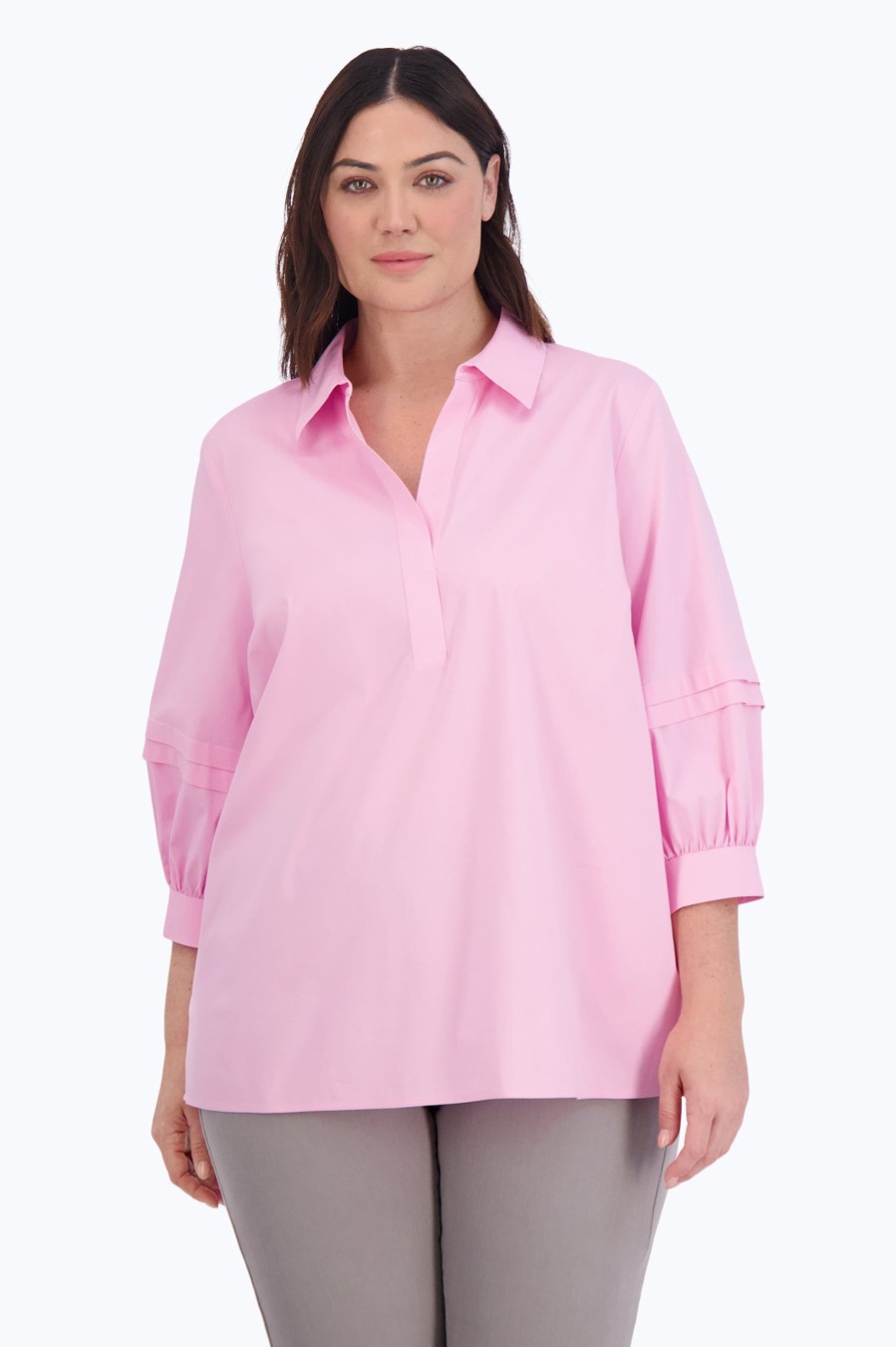 Women Foxcroft Tops | Frankie Plus Stretch No Iron Popover